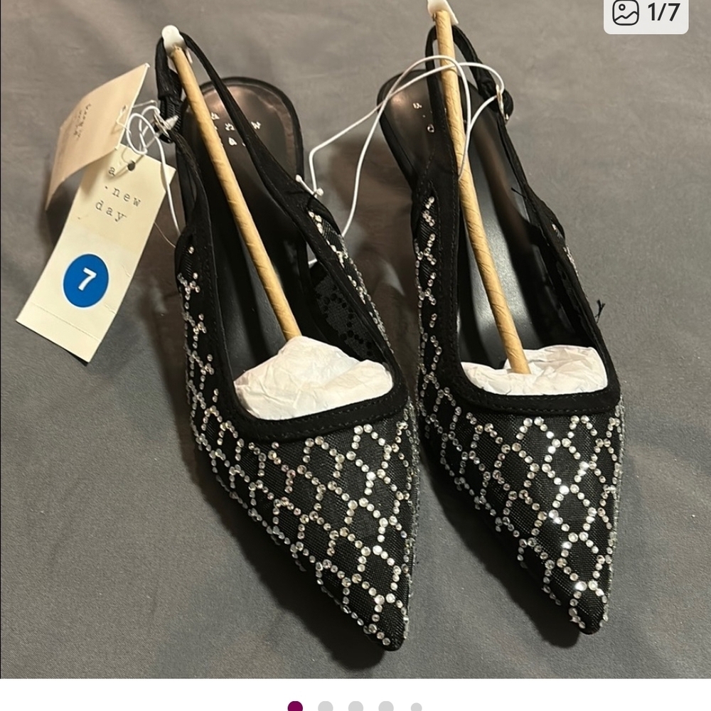 A New Day Black and Silver Heels